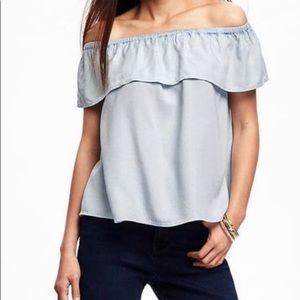 Old Navy Off The Shoulder Chambray Denim Top NWT
